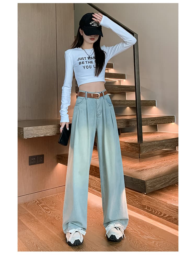 レディースワイドパンツ ゆったりシルエットデニムワイドパンツ