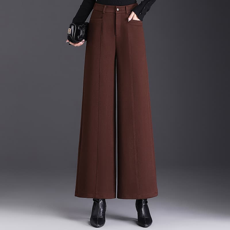 レディースワイドパンツ 上品シルエットクロップドワイドパンツ