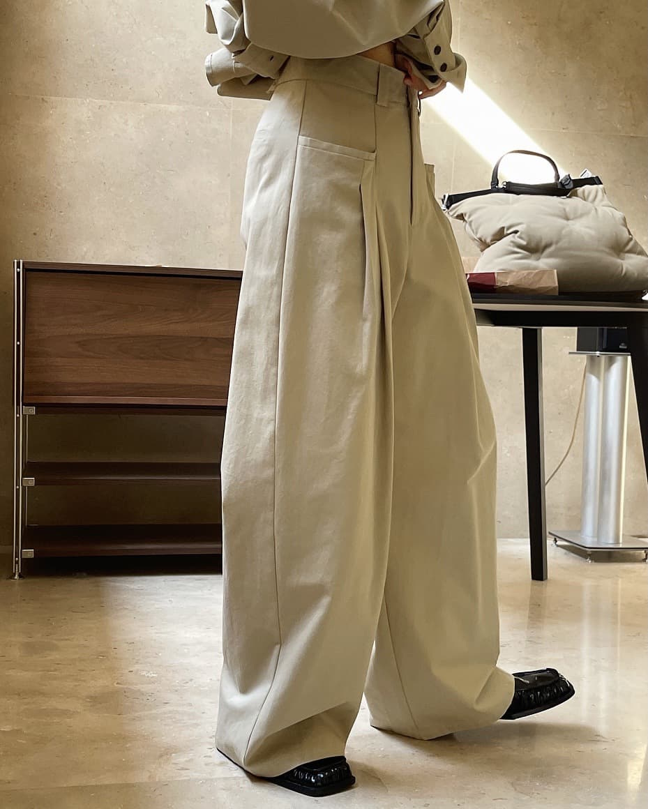 レディースワイドパンツ プリーツデザインワイドパンツ