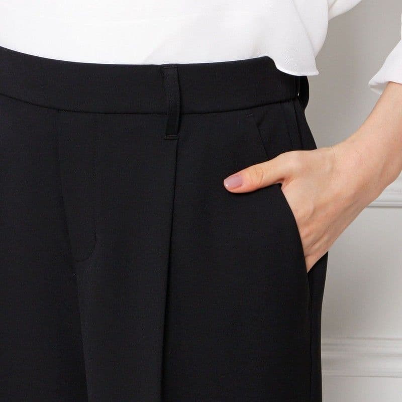 レディースワイドパンツ タックデザイン美シルエットワイドパンツ