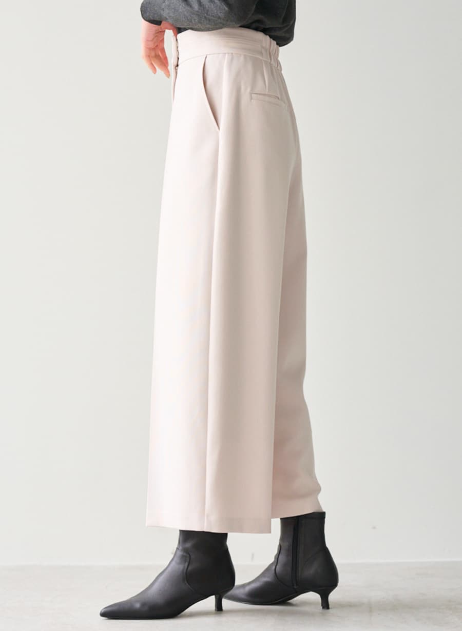 レディースワイドパンツ フロントタックワイドパンツ プレミアム