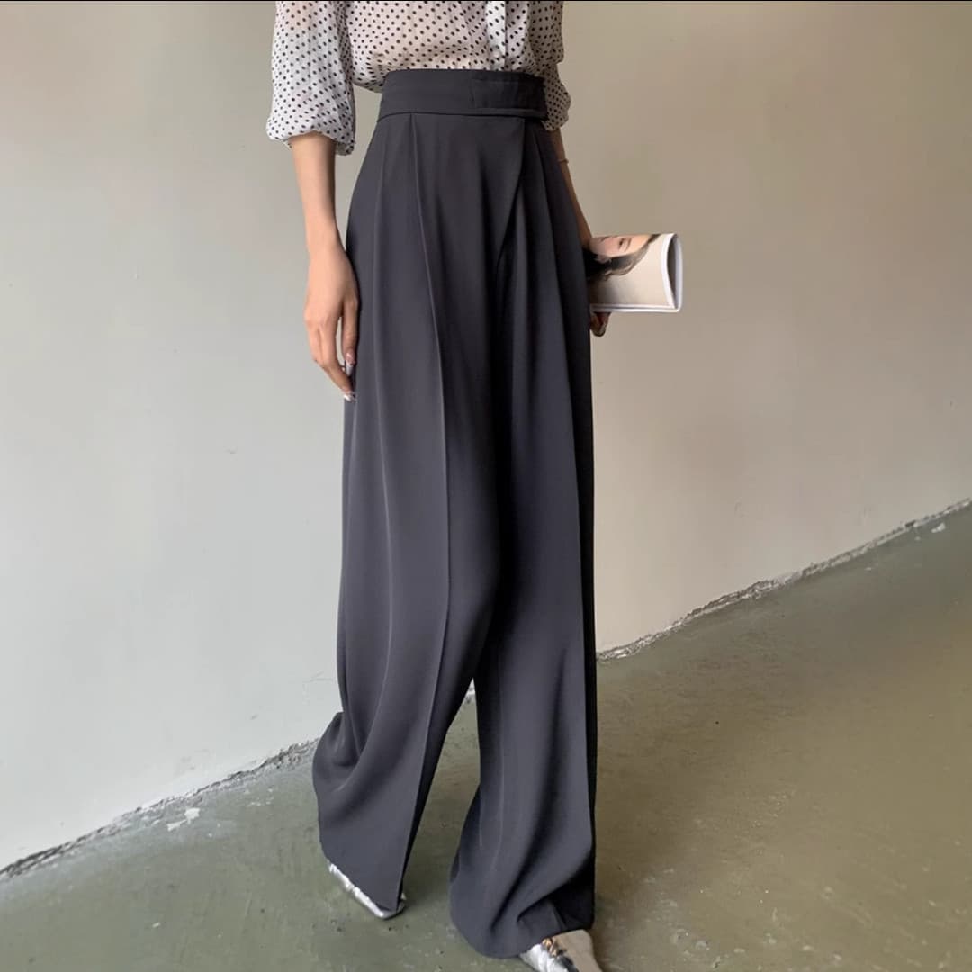 レディースワイドパンツ 2026年春夏新作 タックパンツ 女性用 幅広ズボン ハイウエスト