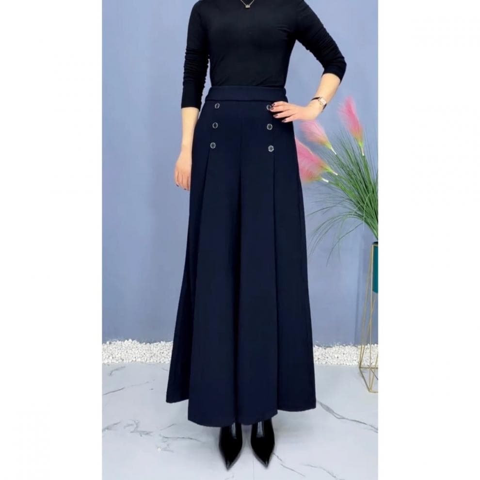 レディースワイドパンツ プリーツ フレア ワイドパンツ