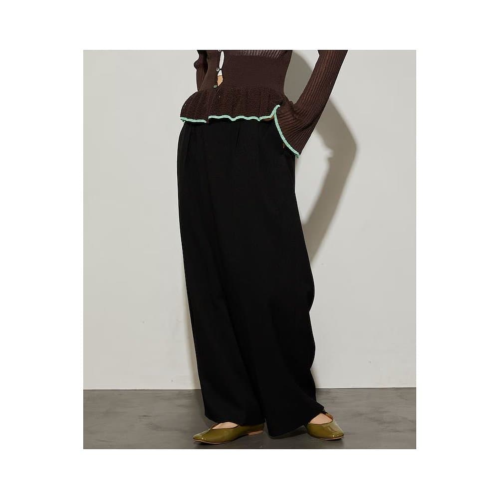 レディースワイドパンツ すっきりシルエットワイドチノパンツ