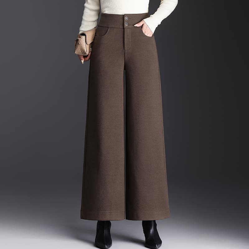レディースワイドパンツ プレミアム高級感あふれるウェイストワイドパンツ