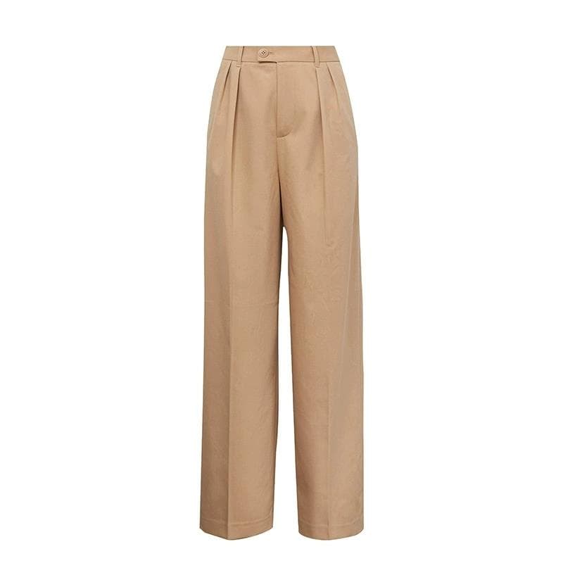 レディースワイドパンツ タック入りハイウエストワイドパンツ