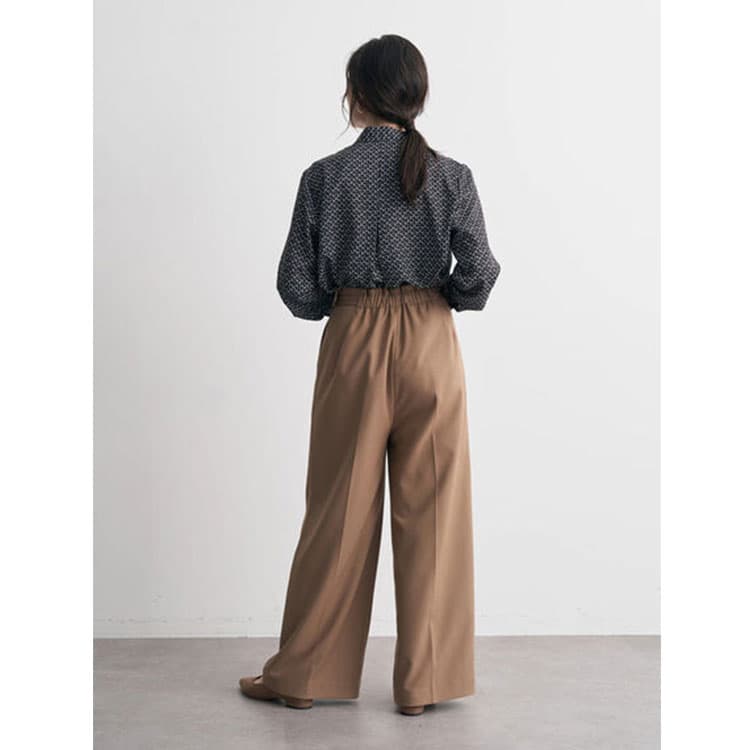 レディースワイドパンツ サイドバックル付きタックワイドパンツ