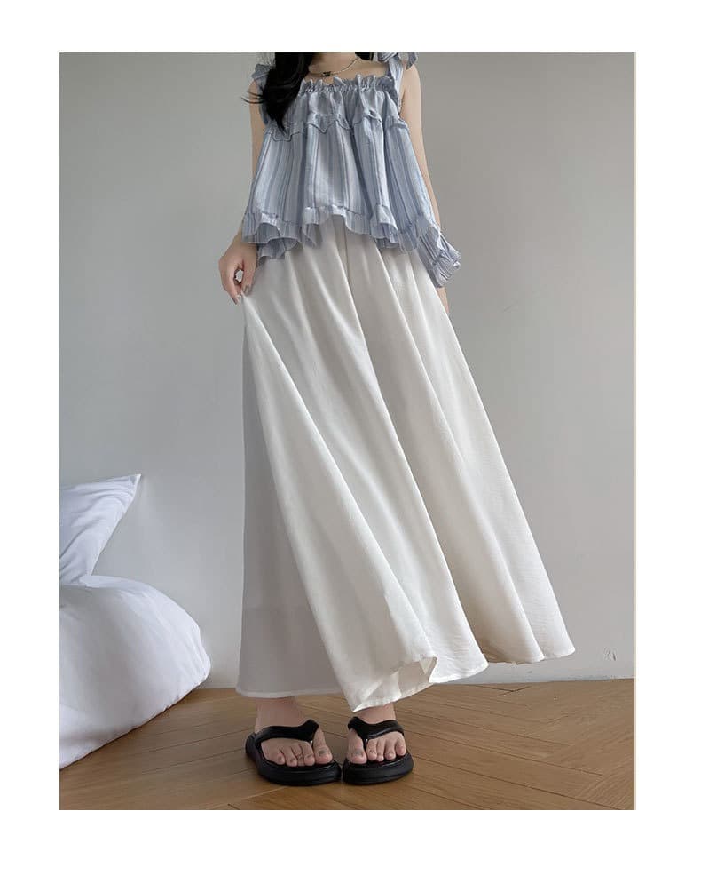 レディースワイドパンツ なめらか揺れ感ロングスカーチョ