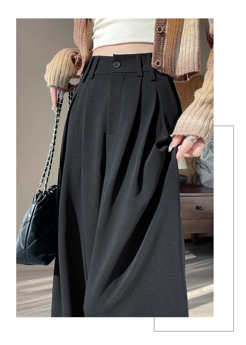 レディースワイドパンツ ドレープ美シルエットタックパンツ