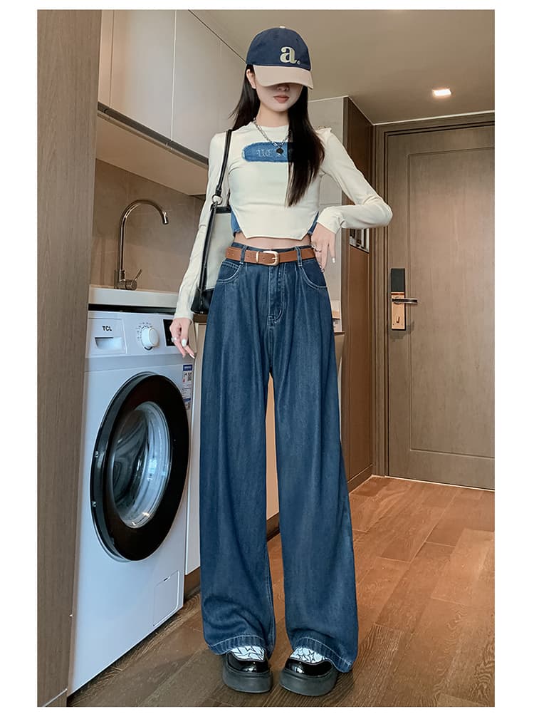 レディースワイドパンツ ゆったりシルエットデニムワイドパンツ
