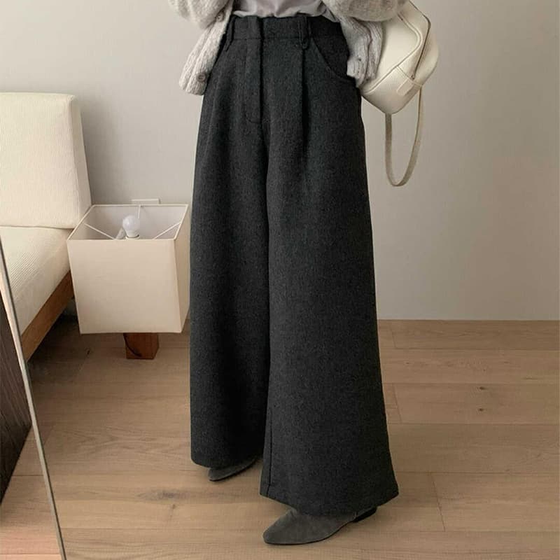 レディースワイドパンツ ゆったりストレートワイドパンツ