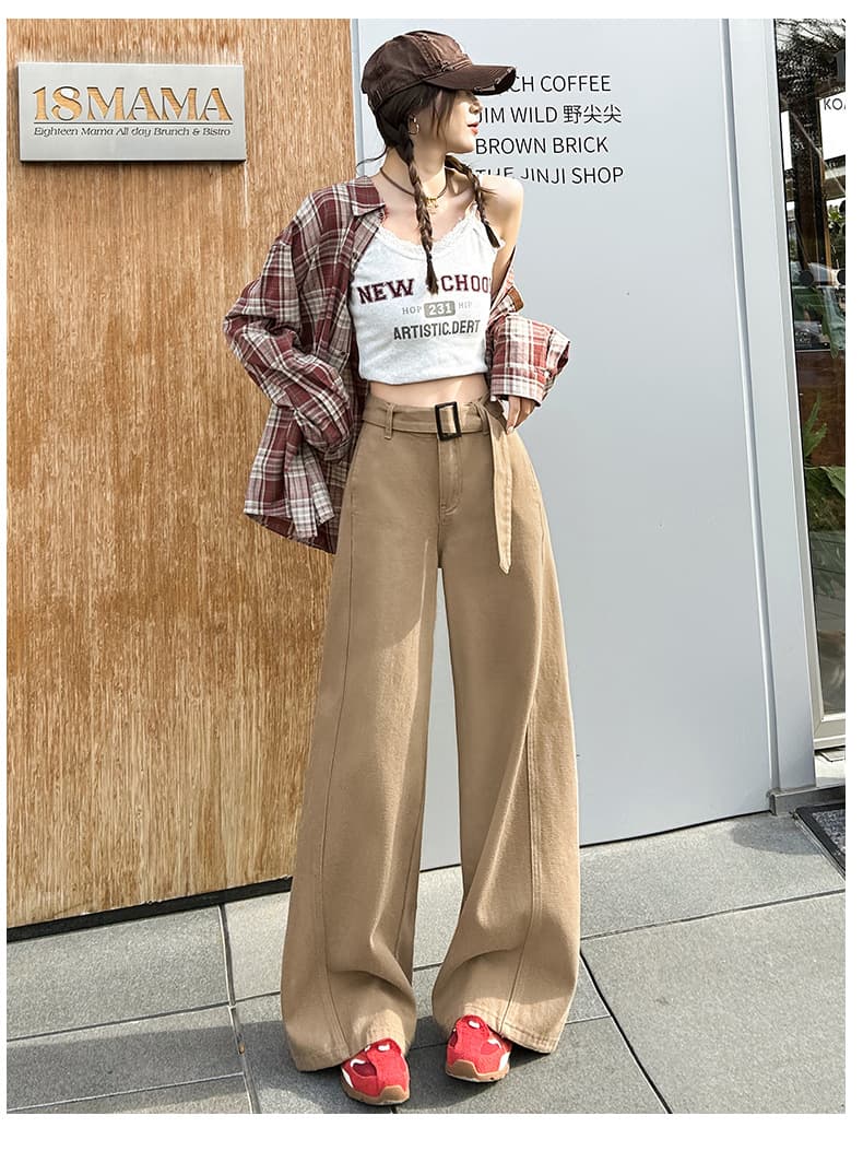 レディースワイドパンツ ハイウエストワイドチノパンツ