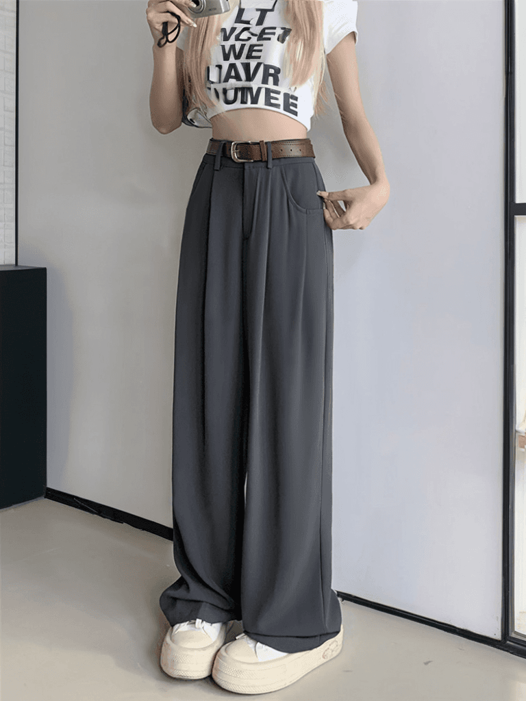 レディースワイドパンツ きれいめ美脚ハイウエストワイドパンツ