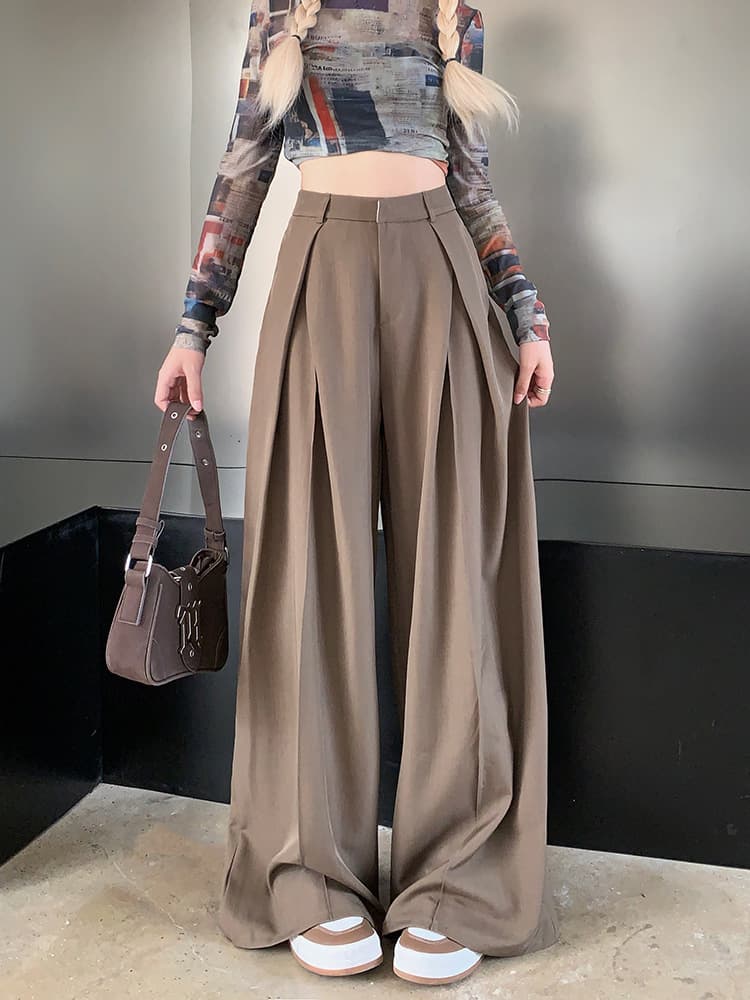 レディースワイドパンツ ドレープタック入り ボリュームパンツ