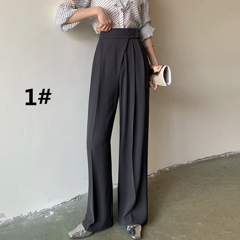 レディースワイドパンツ ハイウエスト美脚ワイドパンツ レディース脚長効果ストレート