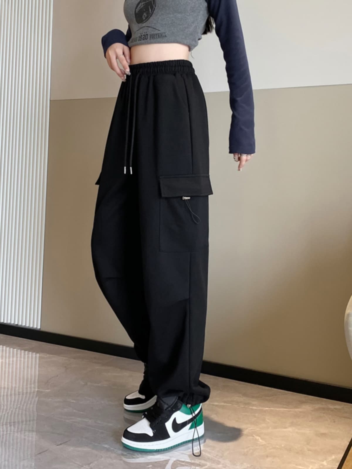 レディースワイドパンツ ドロストウエストカーゴワイドパンツ
