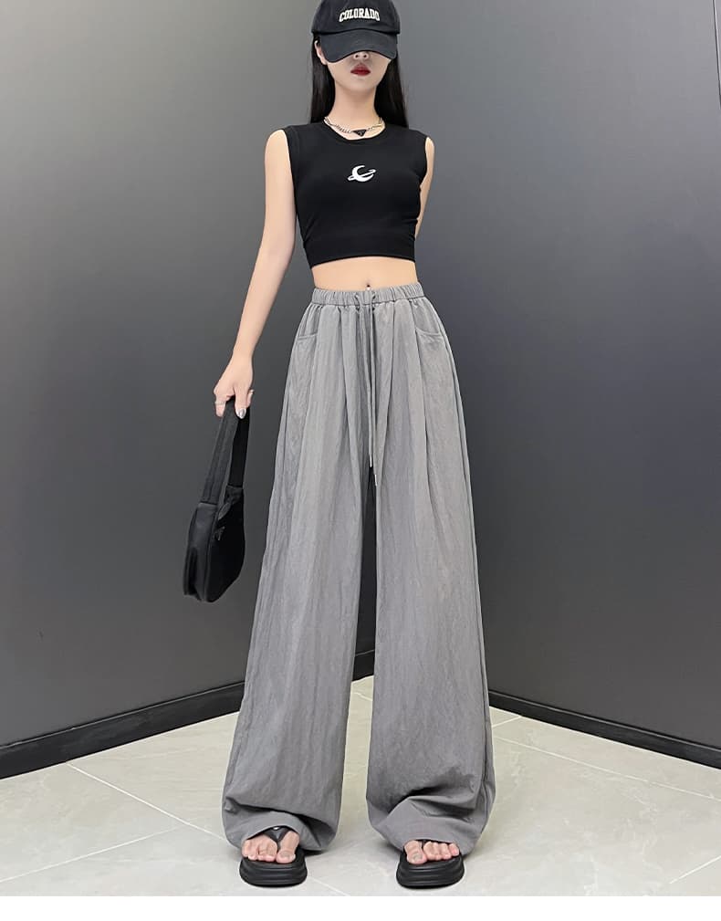 レディースワイドパンツ ドレープ感たっぷりタックワイドパンツ