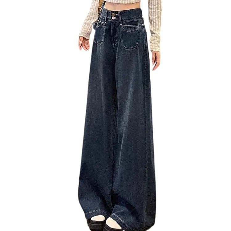 レディースワイドパンツ ハイウエストドレープロングパンツ
