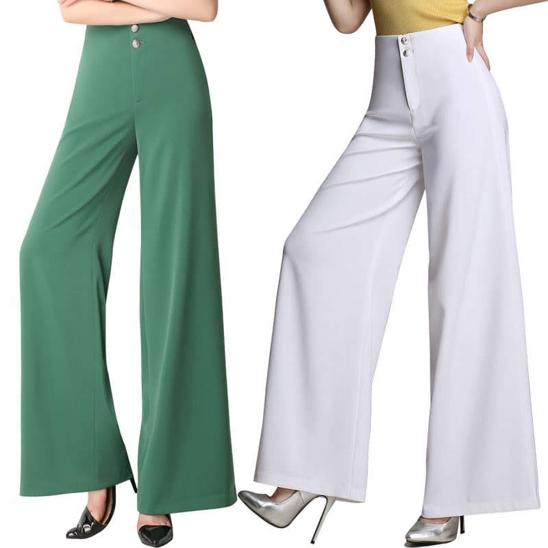 レディースワイドパンツ 上品シルエットクラシカルワイドパンツ