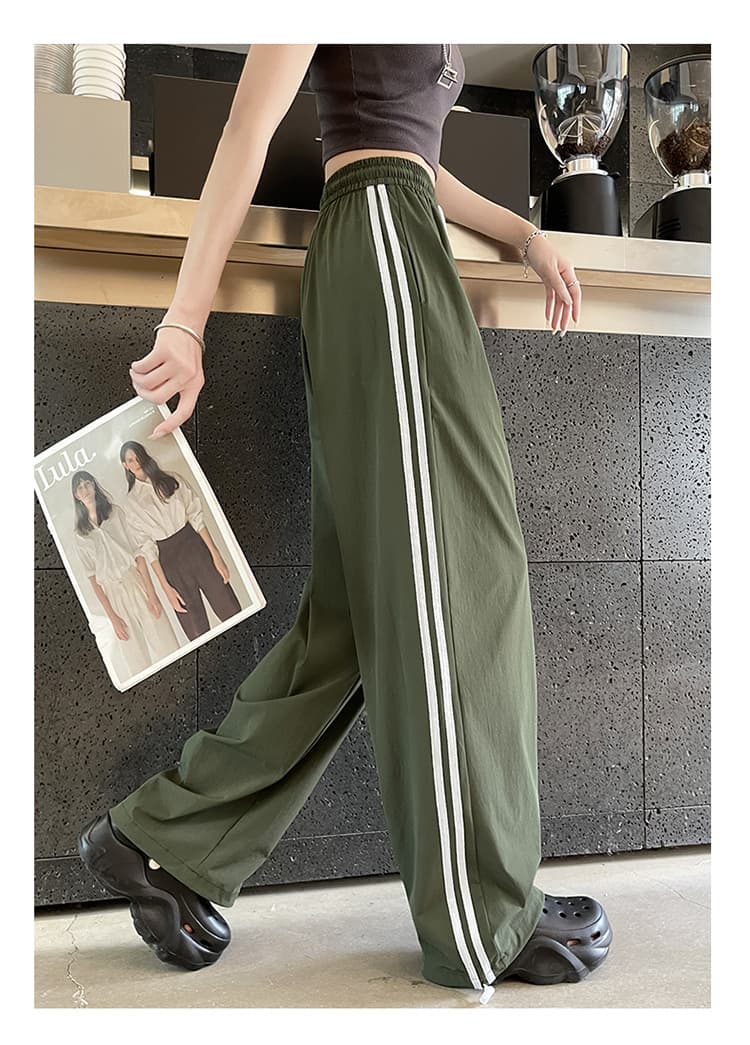 レディースワイドパンツ ゆったりシルエット スポーティタックワイドパンツ