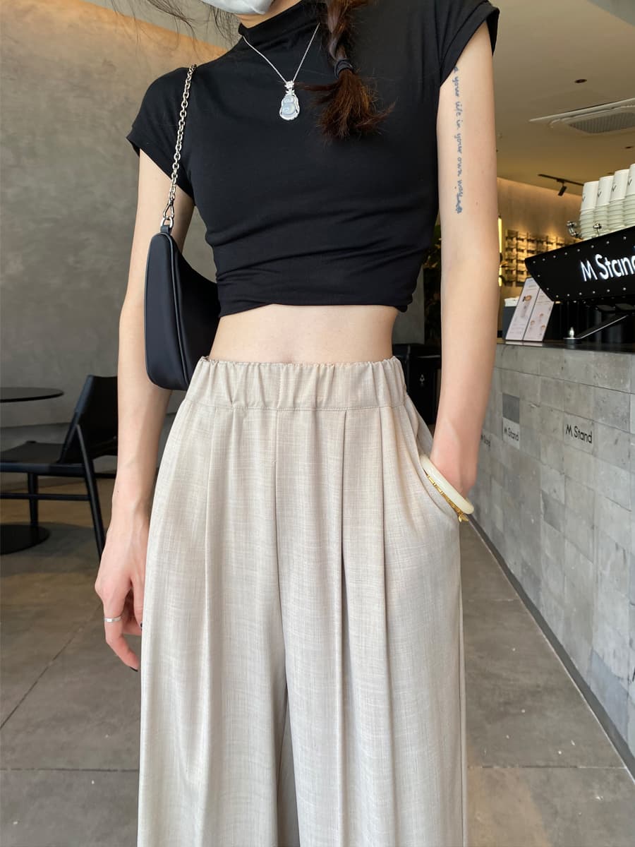 レディースワイドパンツ レディースワイドパンツ 上品タックデザイン リラックスパンツ