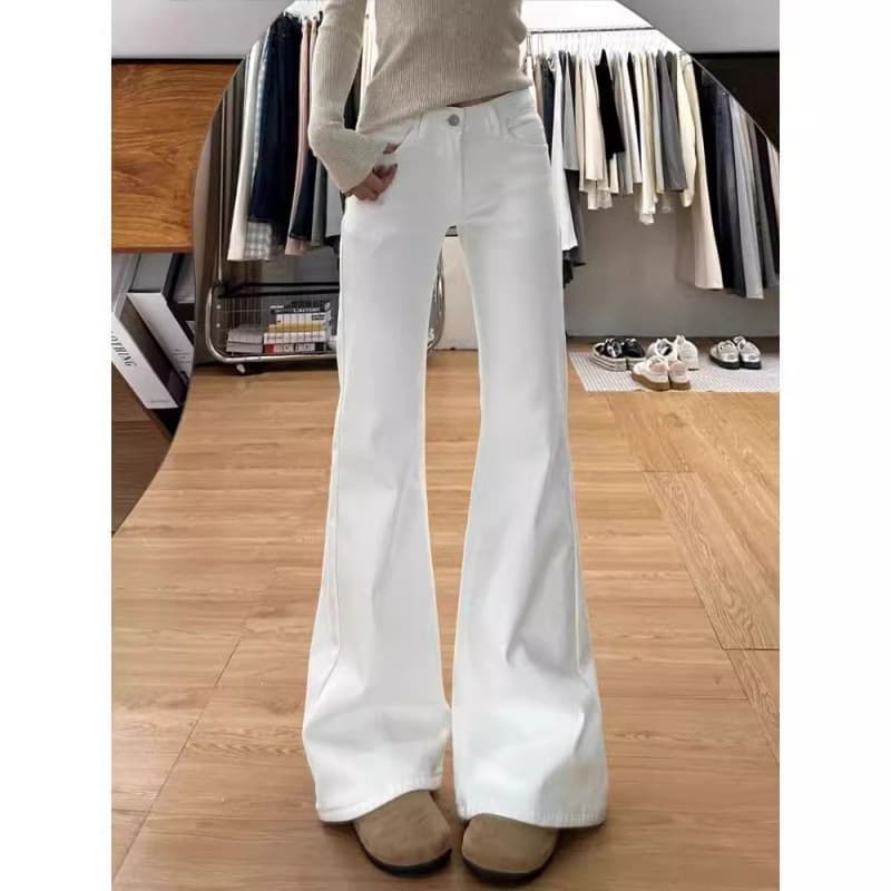 レディースワイドパンツ すっきりシルエット フレアチノワイド