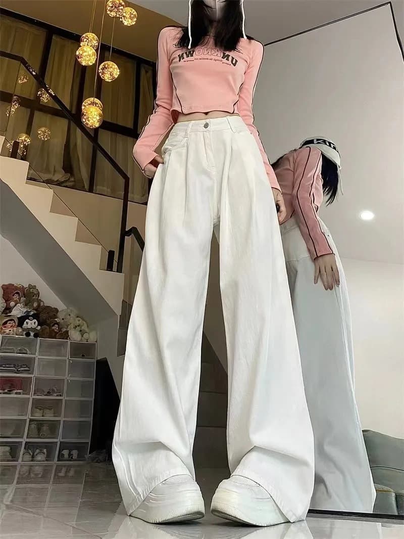 レディースワイドパンツ ゆったり美脚ハイウエストワイドパンツ
