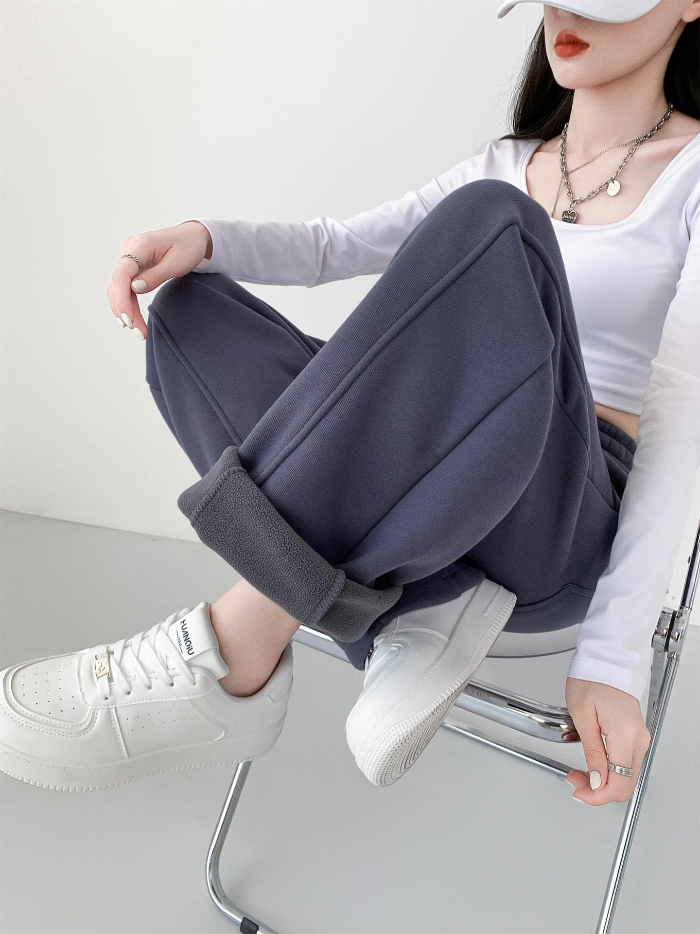 レディースワイドパンツ あったか心地よい裏起毛リラックスパンツ