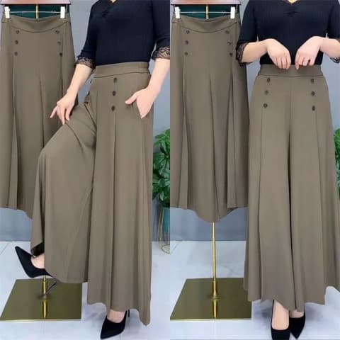 レディースワイドパンツ ドレープ美人タックワイドパンツ