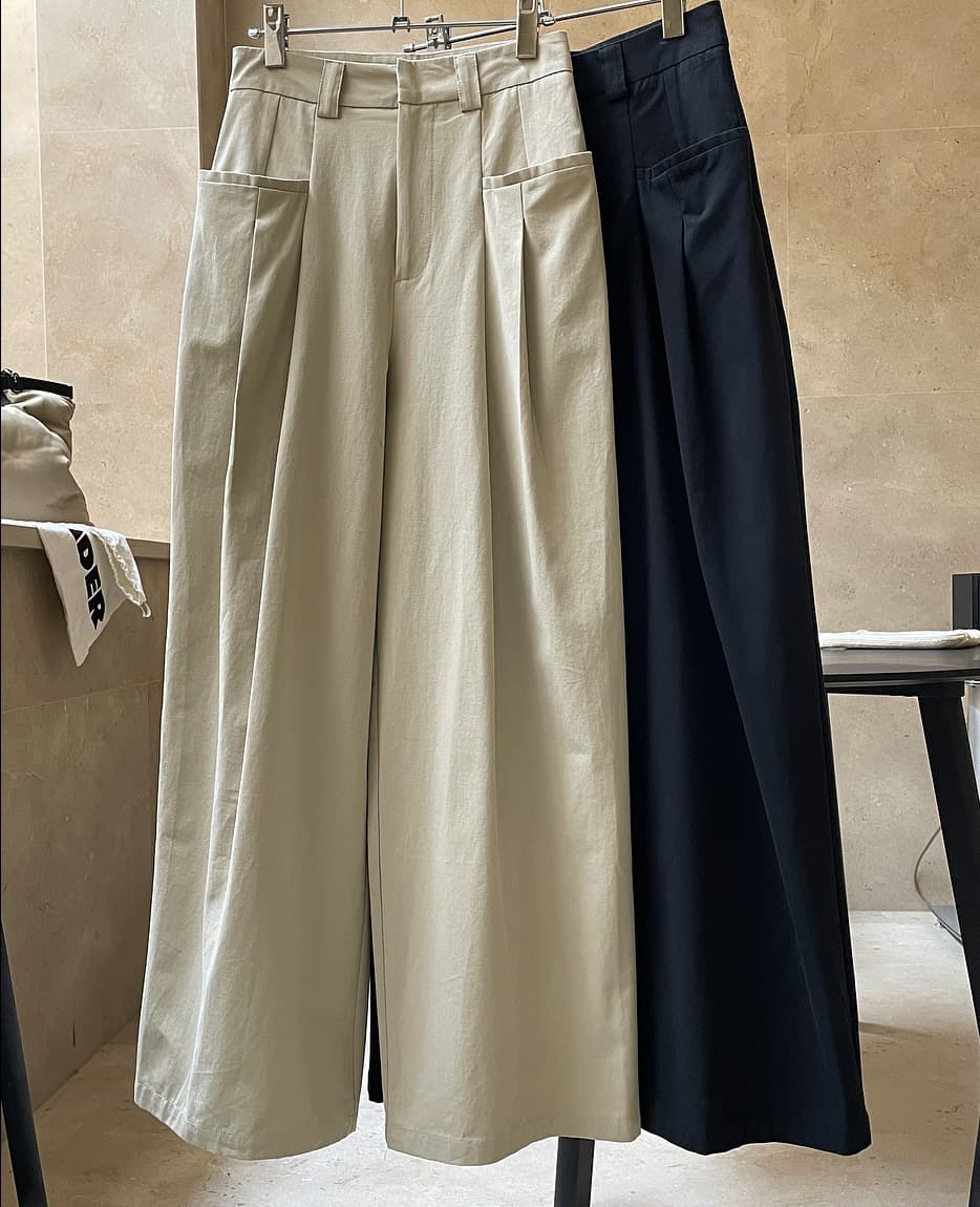レディースワイドパンツ プリーツデザインワイドパンツ