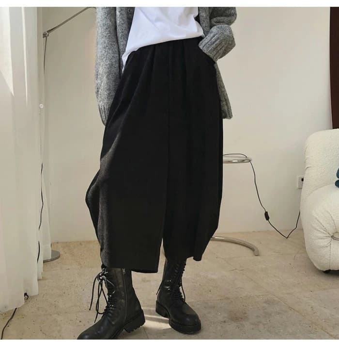 レディースワイドパンツ ゆったり風船パンツ九分丈ウエストゴム女性用その他