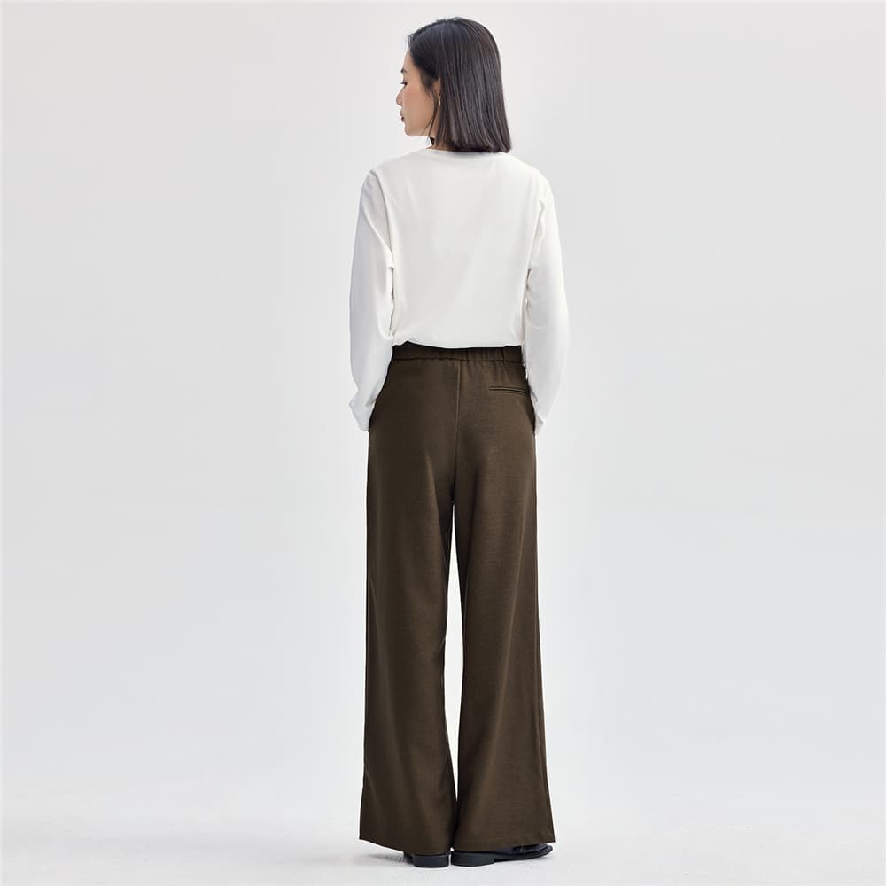 レディースワイドパンツ ゆったり上品タックワイドパンツ