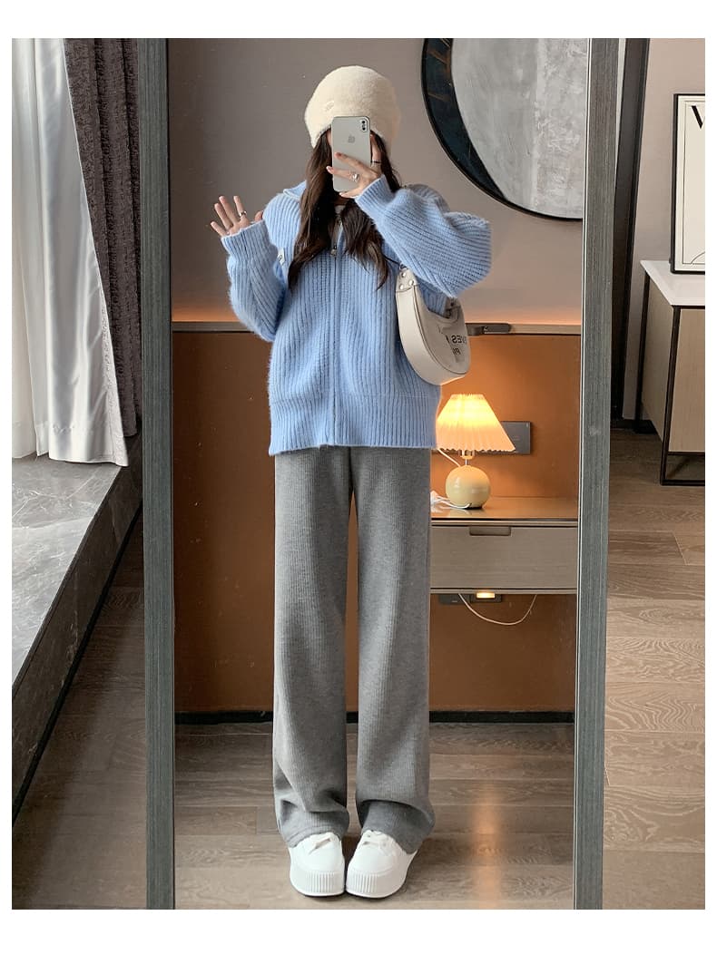 レディースワイドパンツ なめらか裏起毛ワイドパンツ