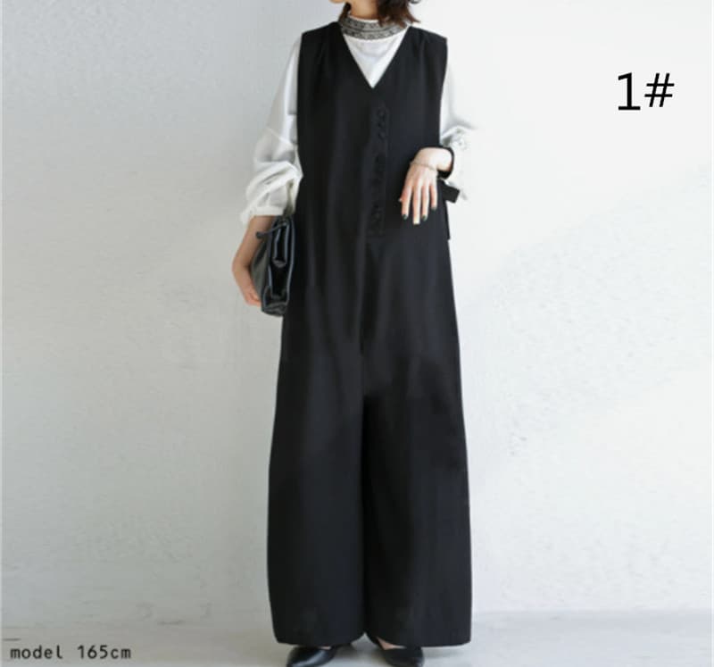 レディースワイドパンツ 春夏新作 大人マキシ丈サロペット ワイドパンツ 体型カバー