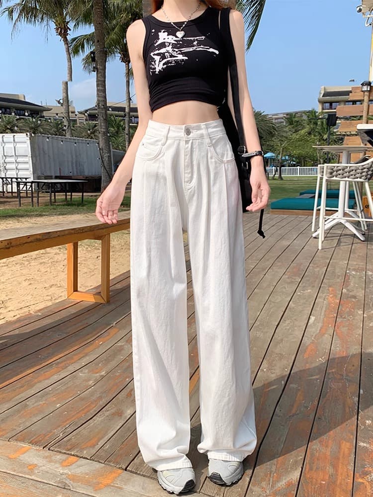 レディースワイドパンツ メリハリシルエット ワイドデニム
