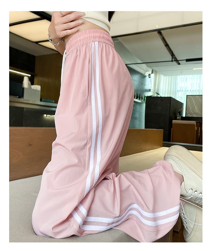 レディースワイドパンツ ゆったりシルエット スポーティタックワイドパンツ
