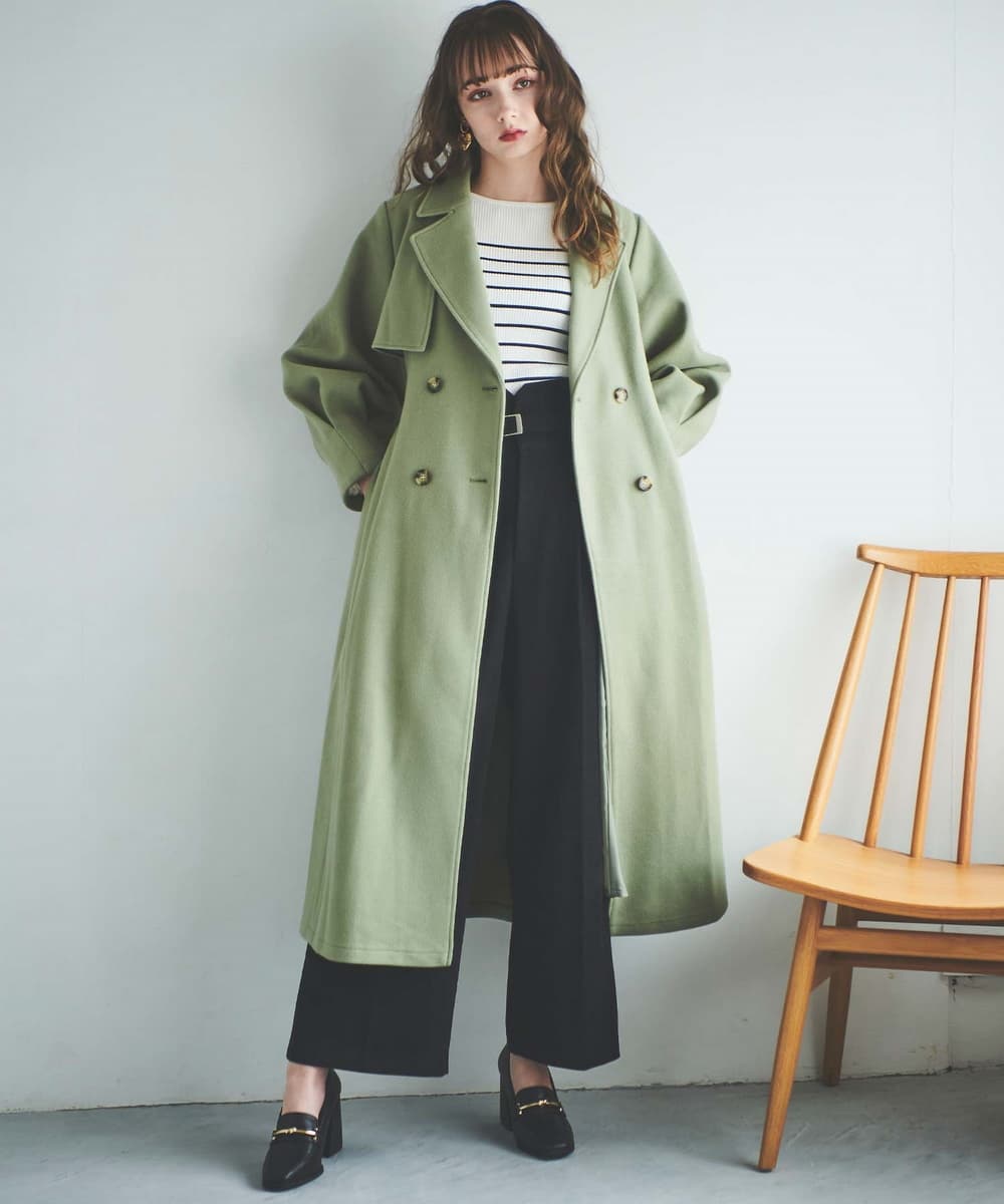 レディースワイドパンツ ウエストベルトタックワイドパンツ