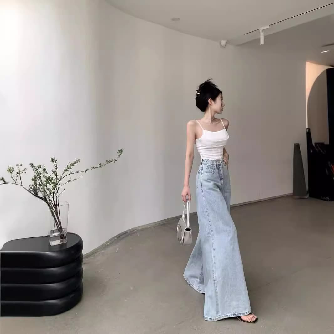 レディースワイドパンツ ふんわりシルエットワイドデニム