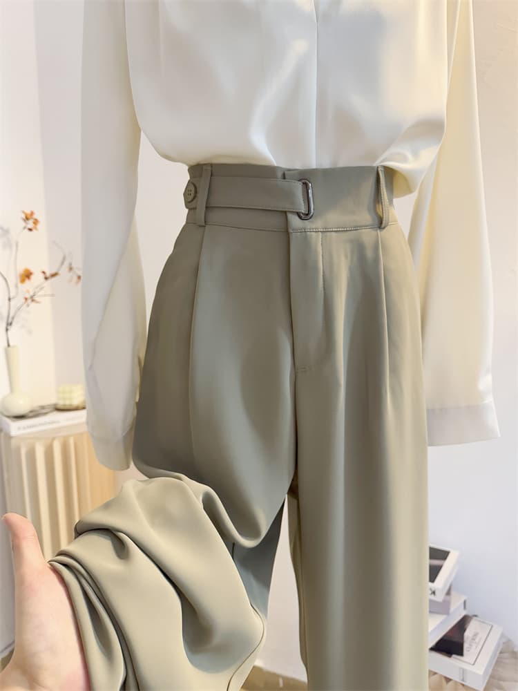 レディースワイドパンツ 洗練フォルムハイウエストワイドパンツ