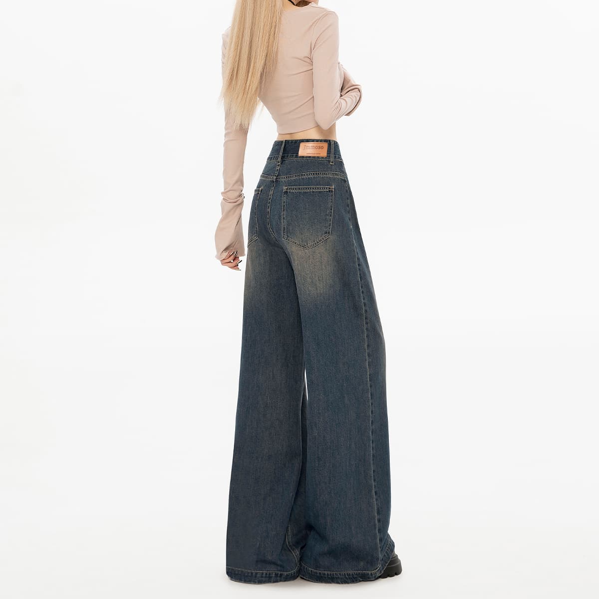 レディースワイドパンツ ハイウエストドレープロングパンツ