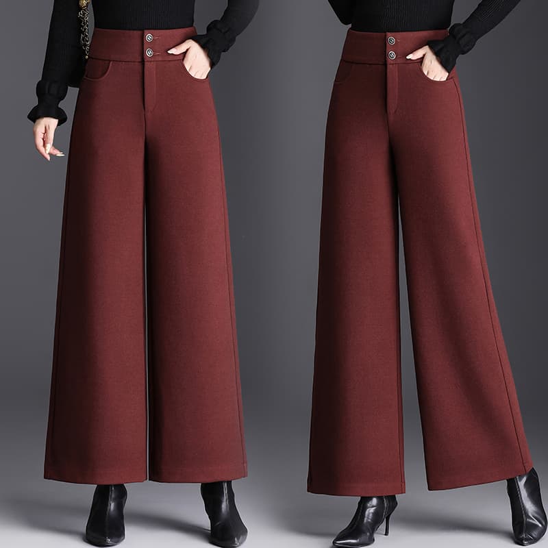 レディースワイドパンツ プレミアム高級感あふれるウェイストワイドパンツ