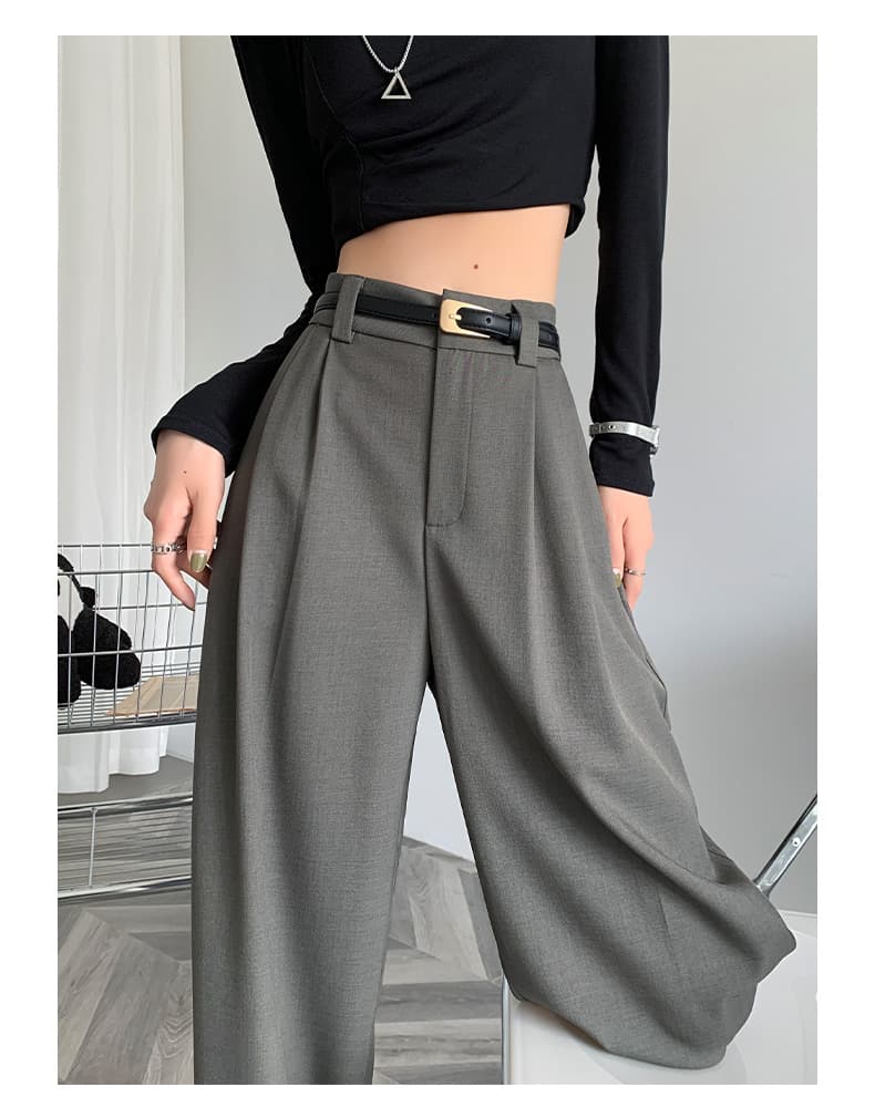 レディースワイドパンツ ドレープ感際立つ上質プリーツワイドパンツ