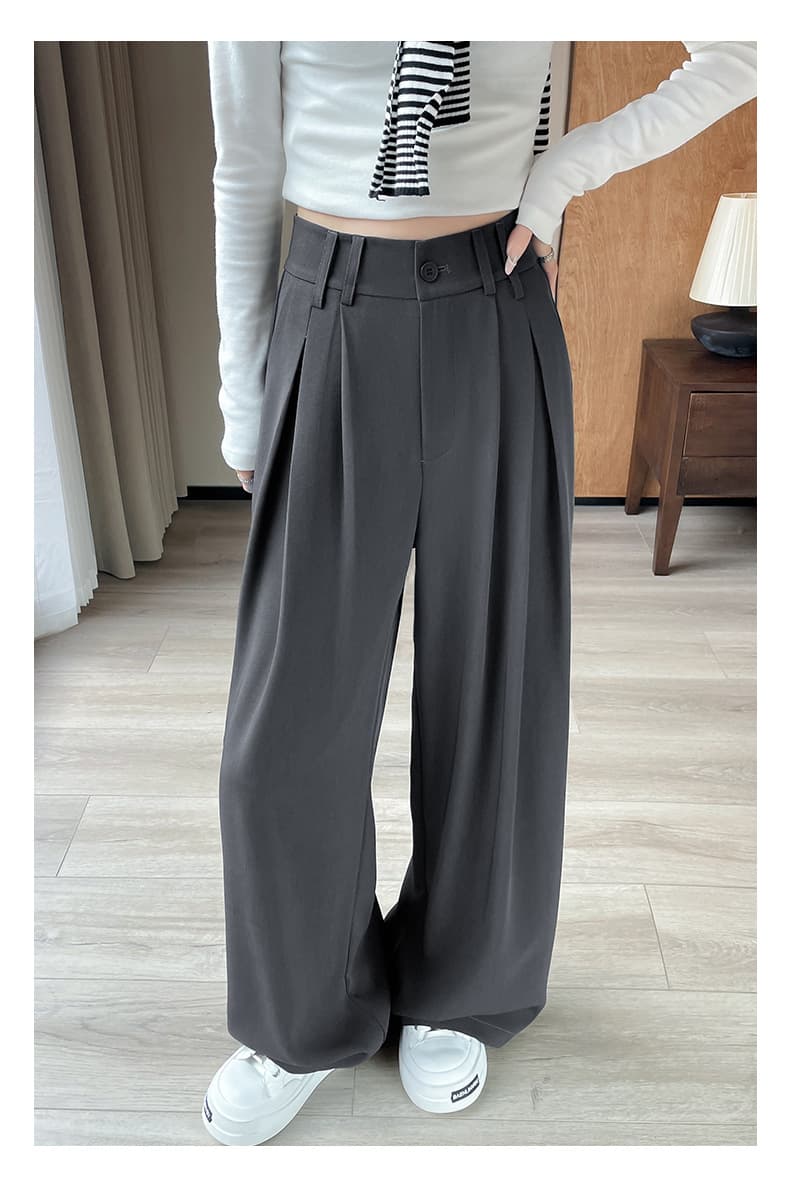 レディースワイドパンツ ドレープ美シルエットタックパンツ
