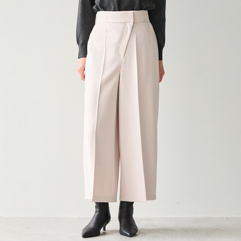 レディースワイドパンツ フロントタックワイドパンツ プレミアム