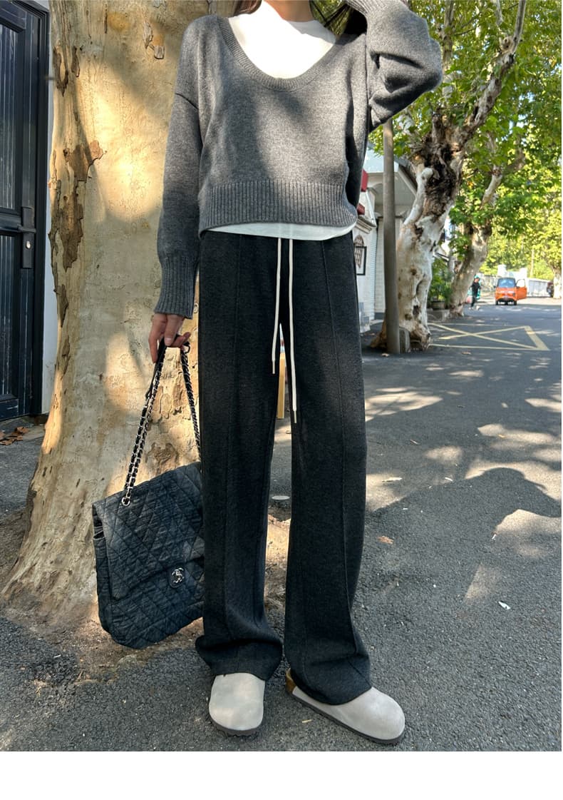 レディースワイドパンツ あったか楽ちんストレート裏起毛パンツ