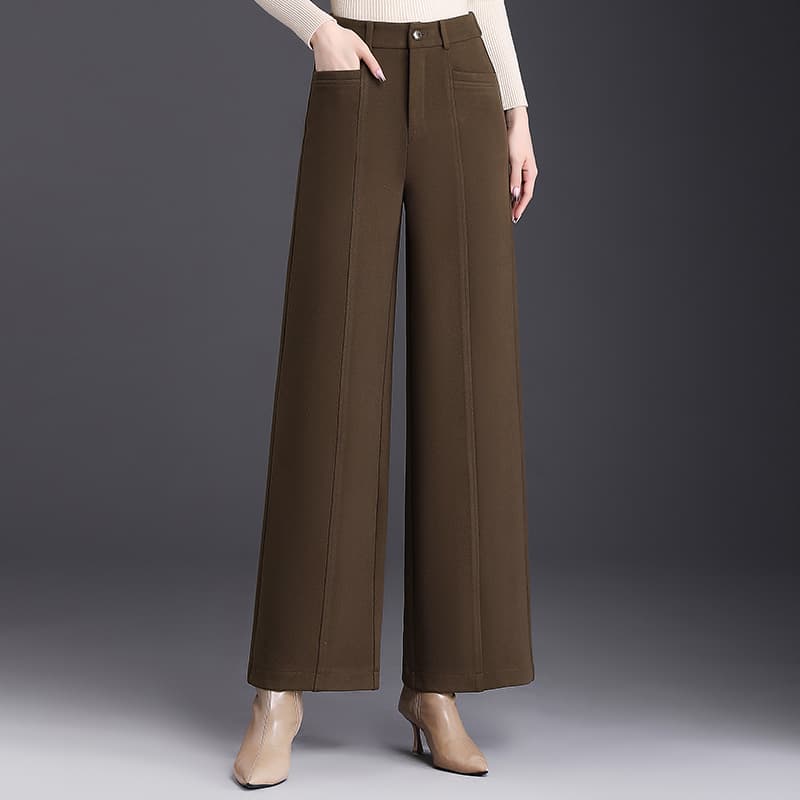 レディースワイドパンツ 上品シルエットクロップドワイドパンツ