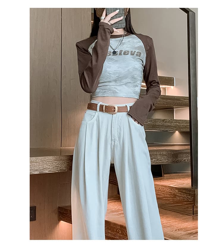 レディースワイドパンツ ゆったりシルエットデニムワイドパンツ