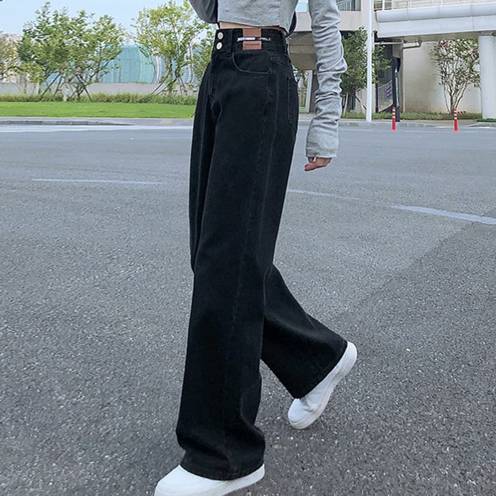レディースワイドパンツ ハイウエストデニムワイドパンツ 美脚シルエット