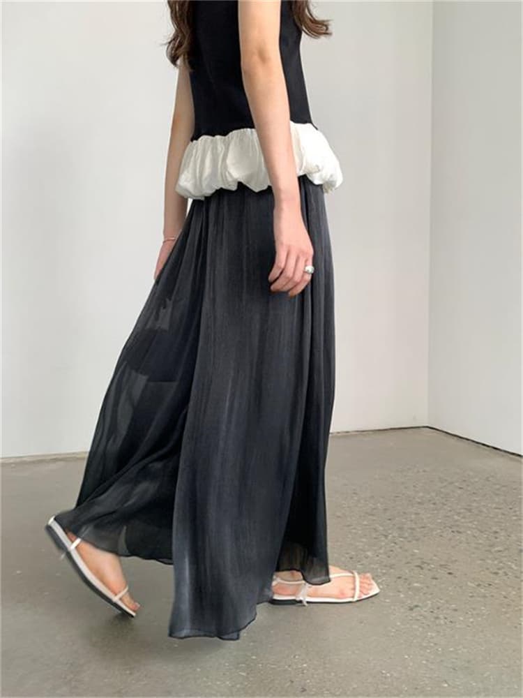 レディースワイドパンツ ハイウエスト 優美シルエット スカーチョ