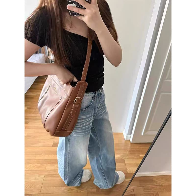 レディースワイドパンツ ゆったりシルエット デニムワイドパンツ